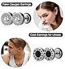 ValueBargain 9 Paar Ohrringe Männer, Männer Ohrringe Silber Schwarz Edelstahl Ohrringes Set, Runde Schraube Hantel Ohrstecker, Faux Gauges Ohrstöpsel, 8MM für Herren Damen #2