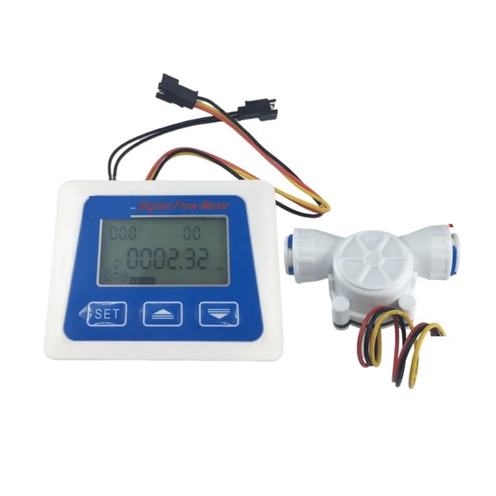 Cyfrowy wyświetlacz LCD Czujnik przepływu wody Miernik przepływu Całkowity licznik z 3/8" / 1/4" turbinowym licznikiem przepływu Dla różnych mediów(3-8 quick fit)