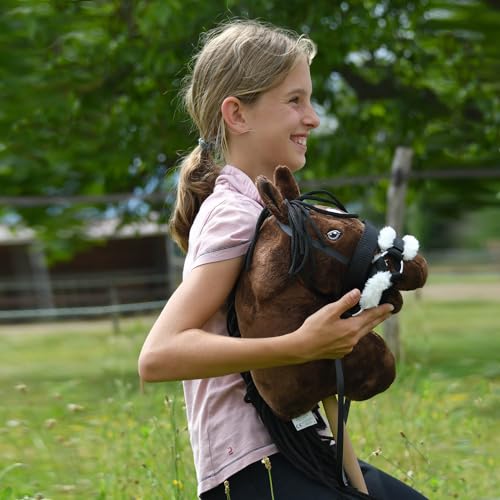 Hobby Horse Zubehör-Set, Halfter, Schwarz mit Führstrick und Insektenmütze, Schwarz und Weiß, für Hobby Horse, Größe A4 und A3