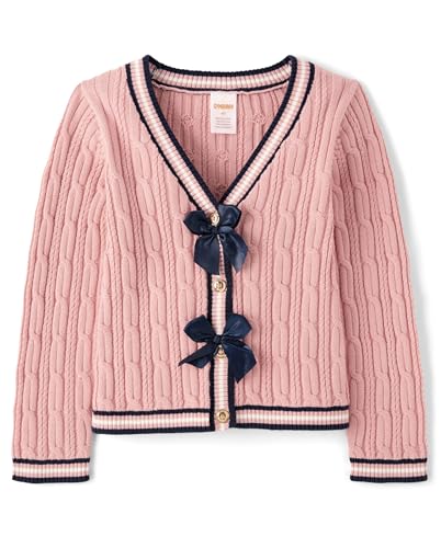 La Mejor Lista de Cárdigans para Niña los más solicitados. 47 Gymboree - Cárdigan de Punto Trenzado de Manga Larga para niñas y niños pequeños, Lazo Rosa difuso, 6