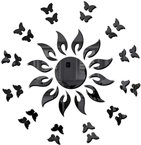 Bikri Kendra - Sun Flame with 20BUTTERFLY Black - 3D Acrylic Decorative Mirror Murals Wall Stickers (B08SBQK6LY) Amazon Price History, Amazon Price Tracker