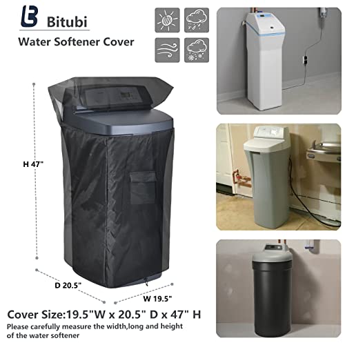 Bitubi Water Softener Cover With Split Zipper,Waterproof Anti-Uv(19.5"W X 20.5" D X 47" H, Black) Outdoor All Weather Protection #TOP1