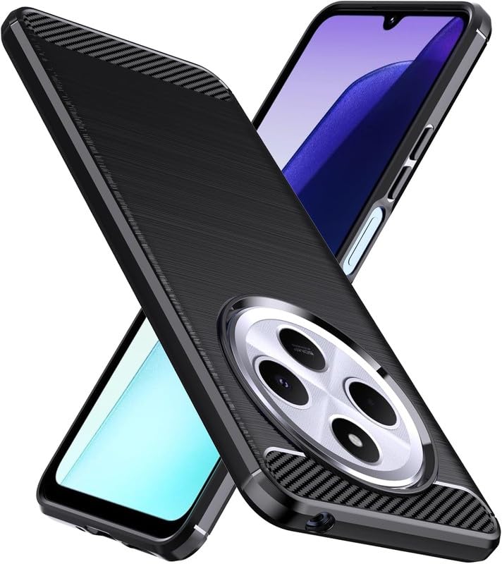 Image of NPRC Hybrid Ultra Slim Protective Case TPU Non-Slip Carbon Fiber Texture Shockproof Case Cover for Poco C75 - Black