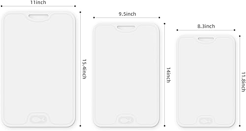 Miniatura 6 de Tabla de cortar de TPU para cocina, juego de tablas de cortar seguras de 3 piezas, tablas de cortar flexibles antideslizantes con ranura para