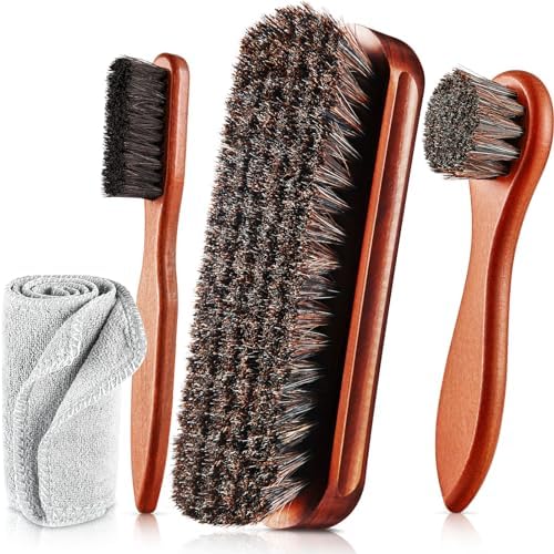 Polish Shoe Brush Kit Natural Horsehair Shoe Brushes Clean