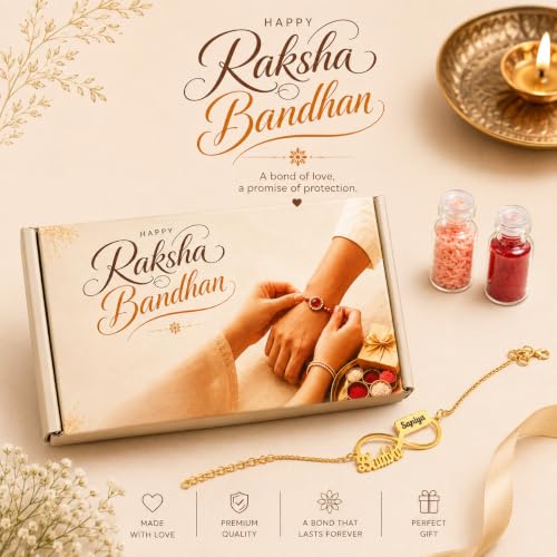 Image of Unisex-Adult Customized Name Rakhi For Brother | Rudraksha Beads, Custom Name Engraving, Adjustable Fit