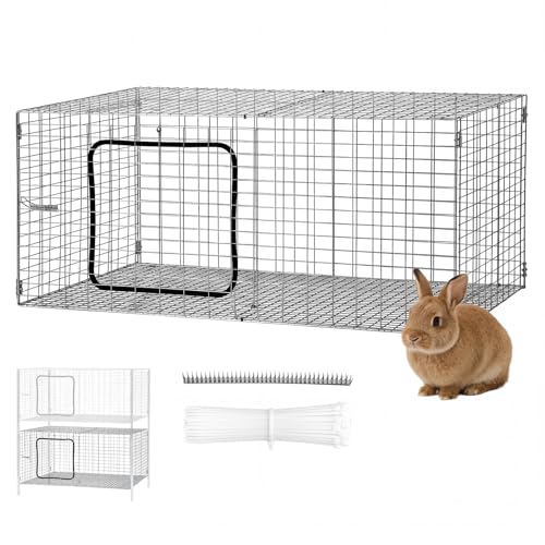 CraftyDream 1 Pack Extra Large Metal Stackable Rabbit Cage 36x 30x16 Bunny Breeding Cage Nesting Box with Strips and Clips Grid Mesh Wire Rust Resistant Galvanized Easy to Assemble Rabbit Hutch
