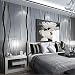 QIHANG High-Grade Non-Woven Flocking Simple Curve Style Wallpaper Roll Black&Gray Color