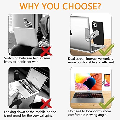 Image of Side Mount Clip on Monitor Magnetic Laptop Stand with Phone Holder Computer Expansion Bracket for Smartphone Cellphone Fixed Flat and Slim