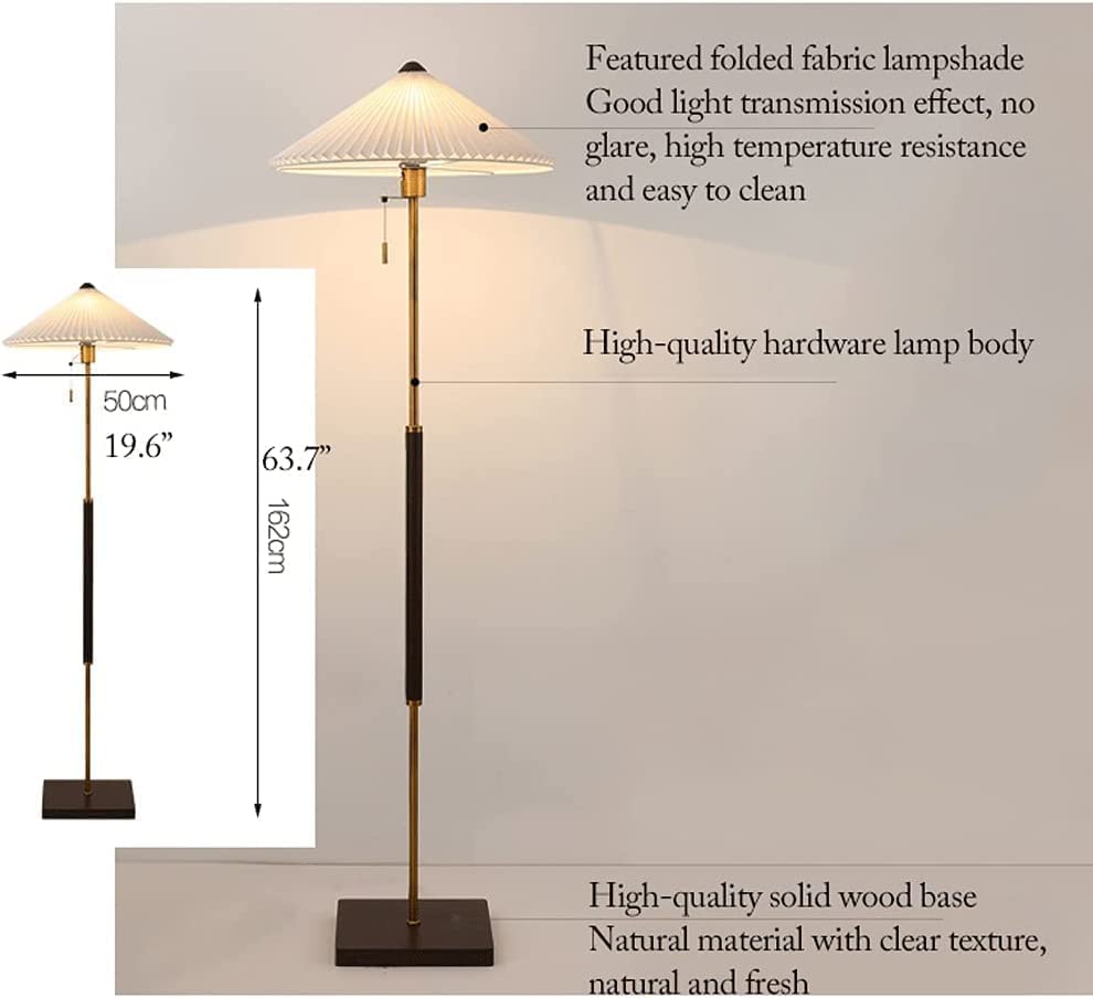 Lámpara de pie clásica y poste de luz para dormitorio de madera cuadrada 5