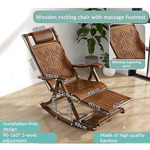 Zero Gravity Lounge Chair, Wood Rocking Chair Outdoor Furniture Patio Chairs Bamboo Portable Deck Recliner Armrest Rocker For Garden Lounge Chair #TOP4