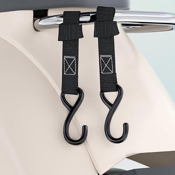 2Pack Heavy-Duty Stroller Hooks, 50kg Load-Bearing Steel S-Hooks, Adjustable Nylon Strap Hooks for Baby Strollers & Electric Scooters - 1
