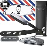 Rasoio a mano libera |20 Mezze lamette |kit barba uomo manuale viso professionale barbuto classico precisione vintage tradizionale barbiere lame rasatura