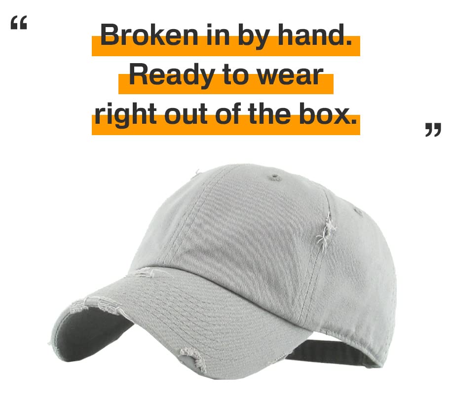 Image of KBETHOS Vintage Washed Distressed Cotton Dad Hat Baseball Cap Adjustable Polo Trucker Unisex Style Headwear