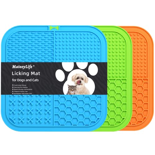 Mateeylife 3Pcs Large Licking Mat For Dogs And Cats, Lick Mats With Suction Cups For Dog Anxiety Relief, Cat Lick Pad, Dog Enrichment Toys For Boredom Reducer, Dog Treat Mat For Bathing Grooming. #TOP13