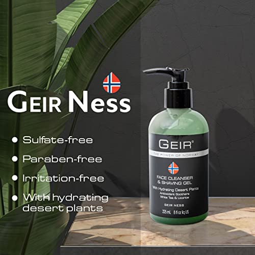 Geir Ness Face Cleanser & Shave Gel For Men - Contains Arctic Algae & Minerals - Moisturizing Deep Cleansing Face Wash #TOP4