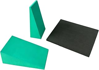 Yoga Wedge - 3 Pcs EVA Foam Calf Stretcher Blocks | Incline Squat Wedge Se | Lightweight High-Density EVA Foam, 20-Degree Slant Design (Mixed Sizes), Green & Black Blocks, For Gym Fitness, Squats