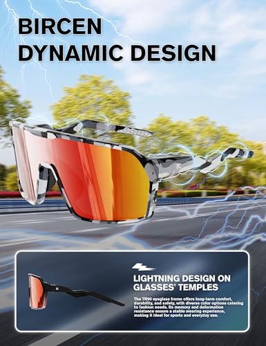 Image of BIRCEN Polarized Baseball Sunglasses for Sports: TR90 Lightweight Running Sunglasses Cycling Glasses for Outdoor Runners MTB