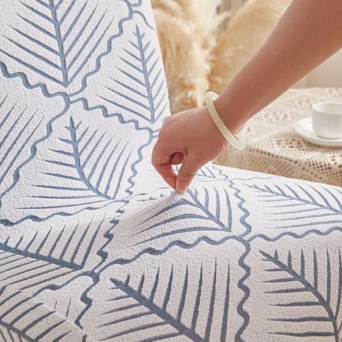 Image of HOMETHREADS Stretchable Elastic Jacquard Chair Seat Cover | Removable, Washable & Durable Chair Protector | Ideal for Dining Room, Kitchen, Restaurant & Party Chairs (Blue, Pack of 1)