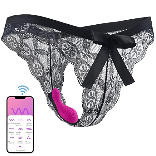 TYDAY 2 Stück Damen tragbarer Vibrator und schwarzes Spitzenhöschen Set Klitoris-Vibrator mit APP-Fernbedienung Bullet Vibrator Masturbation Sexspielzeug – Bild 4