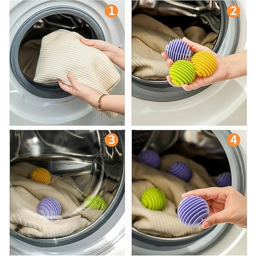 Image of 2 Pcs Washing Machine Lint Remover Waste Collector Bag Pouch Filter With 4 Pcs Reusable Laundry Dryer Balls Anti-Winding Home, Dormitory, Clothes Reduce Wrinkles Multicolor