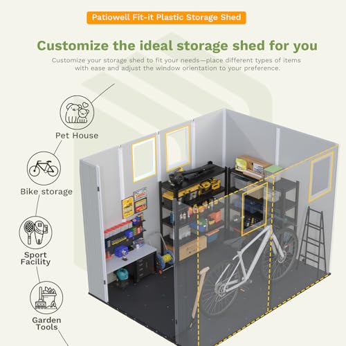 Image of Patiowell 6X8 FT Resin Outdoor Storage Shed with Floor, Light Gray