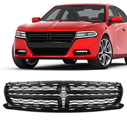 FIONE-For Dodge Charger Front Bumper Grille Grill 2015-2022 Replacement Black Radiator Upper Grille Molding Shell Insert 5PP33DX8AB CH1200388