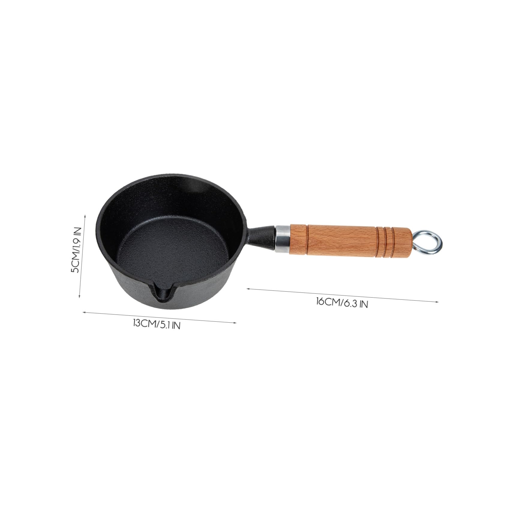 GANAZONO Padella in Ferro Manico in Legno Padellino per Olio Bollente Piccola Pentola per Sciogliere Burro e Cottura Veloce in Cucina Domestica