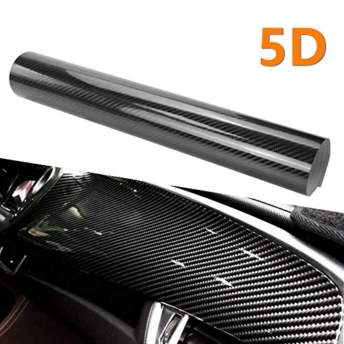 Meboom Vinilo de fibra de carbono negro brillante de 61 x 152...