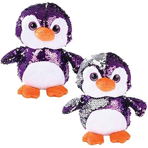 Forest & Twelfth Kids Reversible Sequin Penguin Stuffed Animal – Cute and Cuddly Stuffed Animal Toys for Kids, Babies, and Toddlers Change Sequin Options (Purple/Silver) Cover