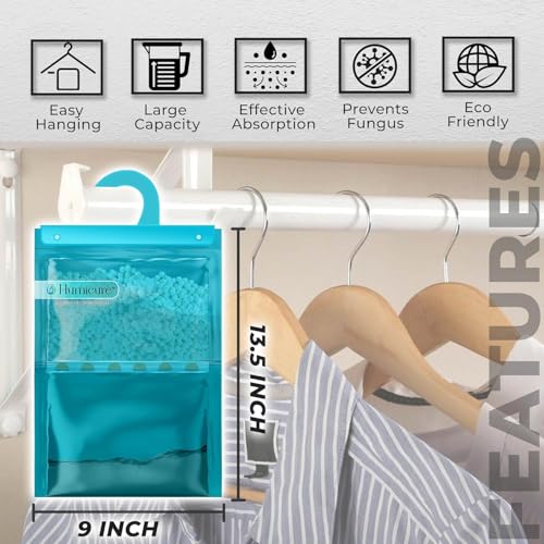 Image of Humicure Moisture Absorber Dehumidifier with 1 Litre Absorption Capacity; Prevents Wardrobe, Bathroom, Kitchen and Bedroom from Mould & Fungus(Pack of 8, 400gram each, Activated Charcoal)