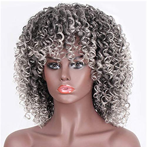 Perruque synthétique bouclée afro haut de gamme 14 pouces marron ombre blonde