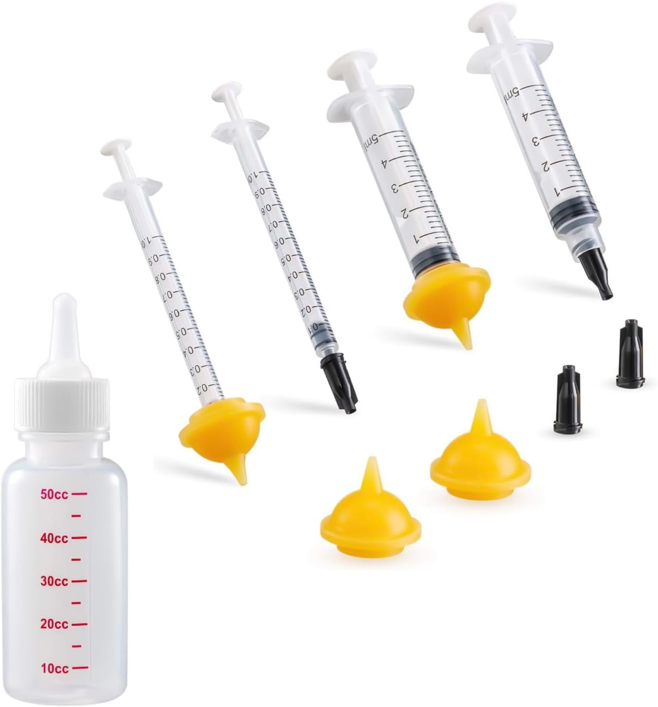 Pet Nursing Bottle Kits, Kitten Bottle Feeding Kit, with 1 Puppy Bottles for Nursing Puppy Milk, 4 Replacement Nipple, Mini Cat Feeding Bottles for Newborn Kittens, Puppies, Squirrel, Rabbits, Animal