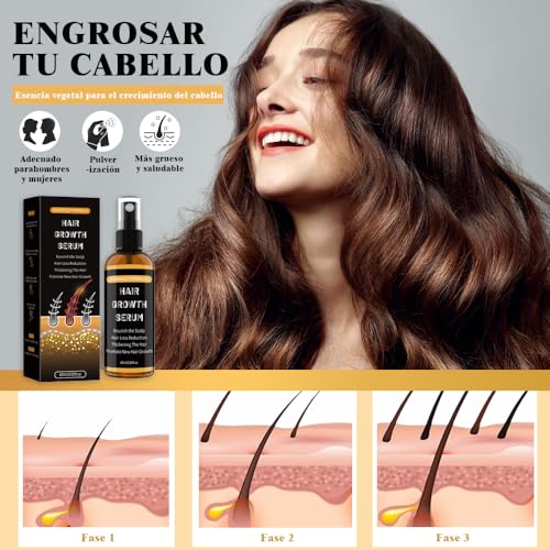 Sérum Spray Cabello Hombres/Mujeres,Previene la Caída,con Aceite de Romero,Aceite de Ricino y Biotina,Promueve el Crecimiento del Cabello y de la Barba,SuavePara Todo Tipo de Cabello,60 ml - imagen 5