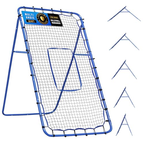6x4FT Volleyball Rebounder Net Pro, Baseball Softball Rebound Pitch Back Net, Adjustable Angle Lacrosse Bounce Back Practice Equipment, Easy Quick Setup, Ideal for Outdoor and Backyard Training