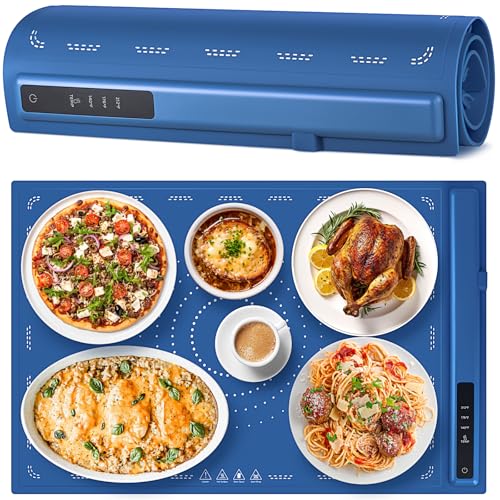Warming Mat for Food - PHYSEN Electric Warming Tray for Buffet - Silicone Fast Heating Tray - Adjustable Temperature Warming Pads for Parties - Rollable & Portable Warming Kitchen Mat for Home Travel
