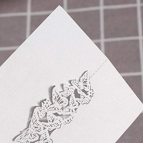 Tischkarten 100 stück Perlweiss Schmetterling Platzkarten für Hochzeiten Trauerfeiern Meetings Präsentationen 12 * 9cm
