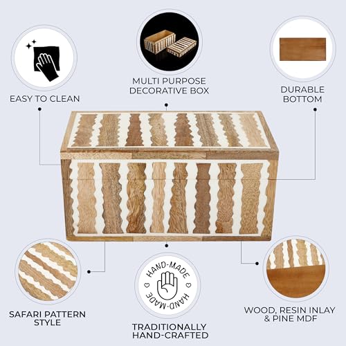 Image of Handicrafts Home 10x5x5 Decorative Box Handmade Storage Organizer Boxes with Lids Keepsake Gift Trinket Box Display Box, Kept Safari