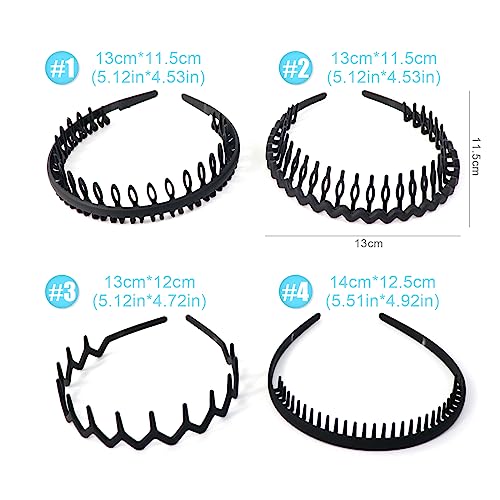 Qufiiry 4 Pcs Hair Bands for Men Unisex Hair Band, Headband Spring Wave Hairband, Multi-Style Flexible Headbands - Image 2