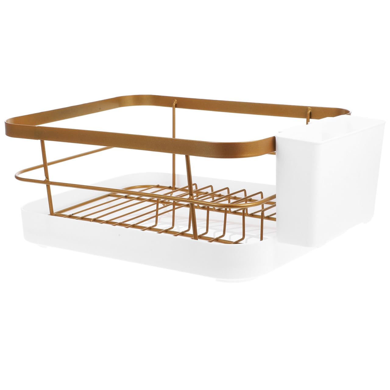 Escurridor de platos de cocina dorado, organizador de acero para encimera