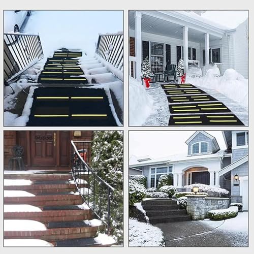 Heated Snow Melting Mats - Non-Slip Rubber Mats for Stairs & Sidewalks, 10" x 30" & 10" x 48" - 5 Piece Set for Safe, Fast Snow Removal & De-Icing Solution
