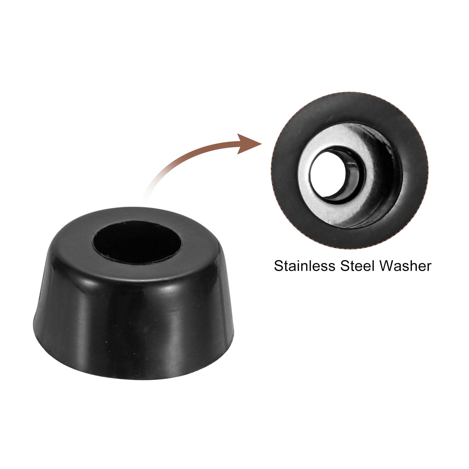 uxcell 10Pcs Rubber Bumper Feet, 0.31" H x 0.59" W Round Pads with Stainless Steel Washer and Screws for Furniture Appliances - Image 3