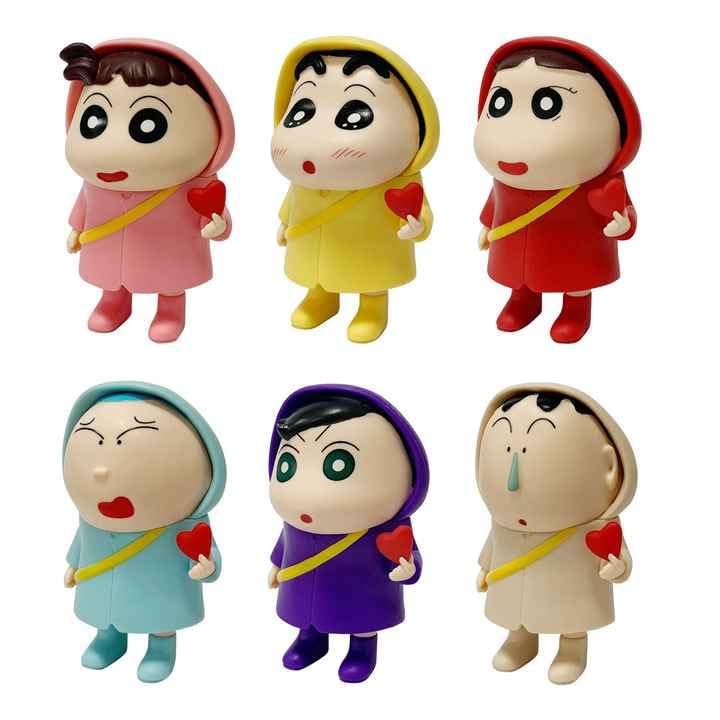 Kawaii Kart | Cute Shinchan Raincoat Figures - Set of 6 | Cute and Quirky Cartoon Toy Gift Merchandise for Kids and Shinchan Lovers (Height - 10 cm) (B0D14B355K) Amazon Price History, Amazon Price Tracker