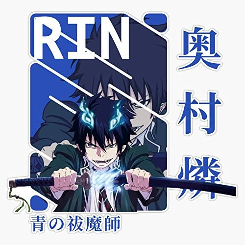 amazon com leyland designs rin okumura blue exorcist anime sticker outdoor rated vinyl sticker decal for windows bumpers laptops or crafts 5 electronics