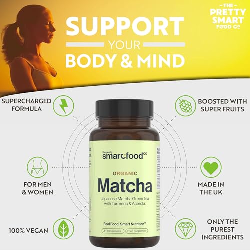 Green Tea Extract Capsules - Organic Matcha Green Tea Tablets - Boosted with Turmeric, Acerola Cherry & Black Pepper - 1360MG Complex - Green Tea Supplement - 60 Capsules - UK Made - Image 6