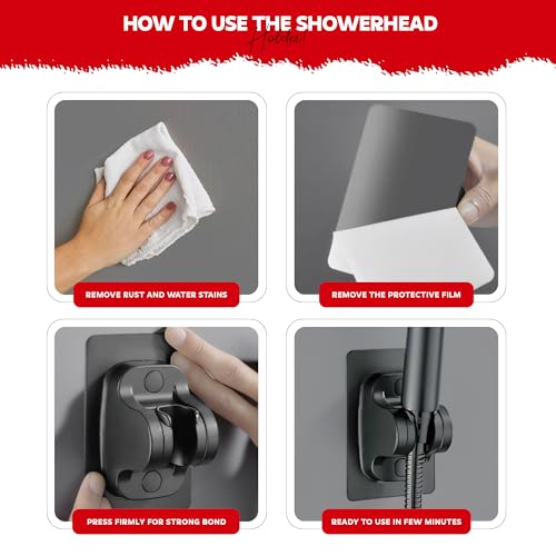 Image of Amazon Basics Shower Head Holder for Bathroom | Health Faucet Holder for Toilet|Adjustable Without Drill Jet Spray Holder (Pack of 1)