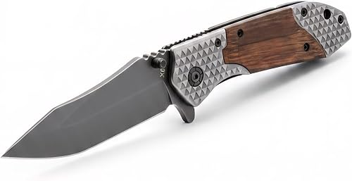 X66 Folding Pocket Knife with Wood & Steel Handle