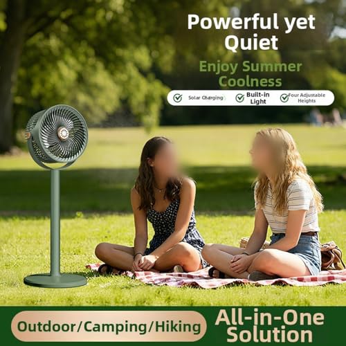 Ventilador solar de pie recargable portátil de sobremesa con conector USB ajustable 8