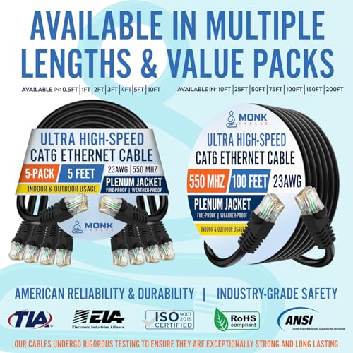 Cable Ethernet CAT6 UTP Pack de 5, 2 pies miniatura 7