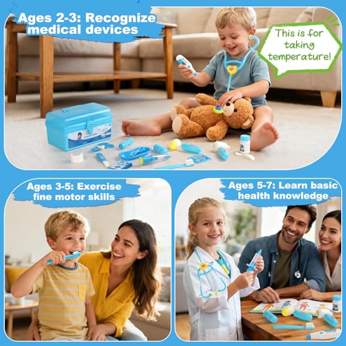 doctor kit for toddlers 3-5 dress up toys for 2 3 4 year old girls pretend kids doctor play set with doctor costume toy stethoscope for 2 3 4 5 6 year old girls boys christmas birthday gifts